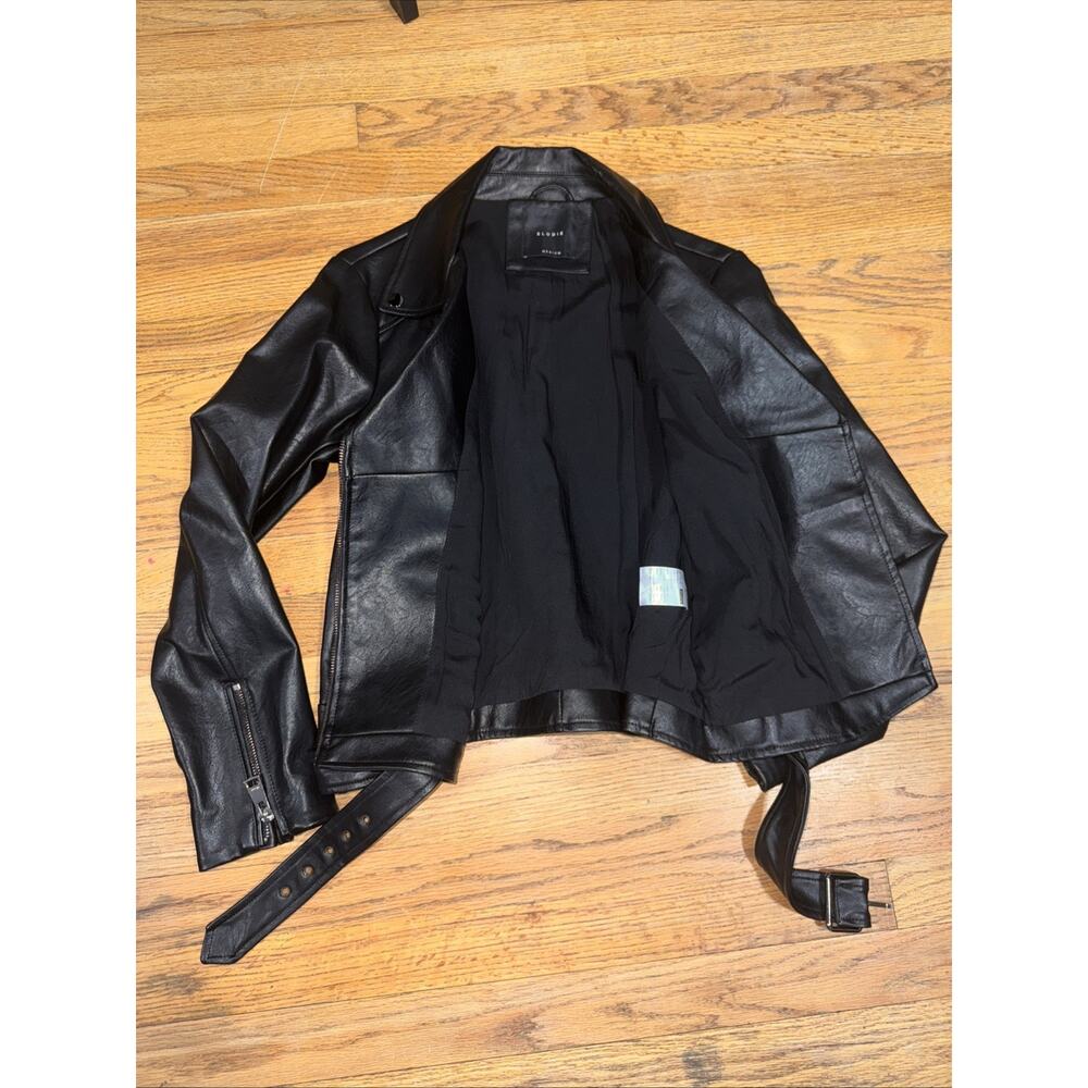 ELODIE Moto Jacket Womens Medium Black Faux Leather Biker Grunge Goth Baddie - Picture 5 of 8